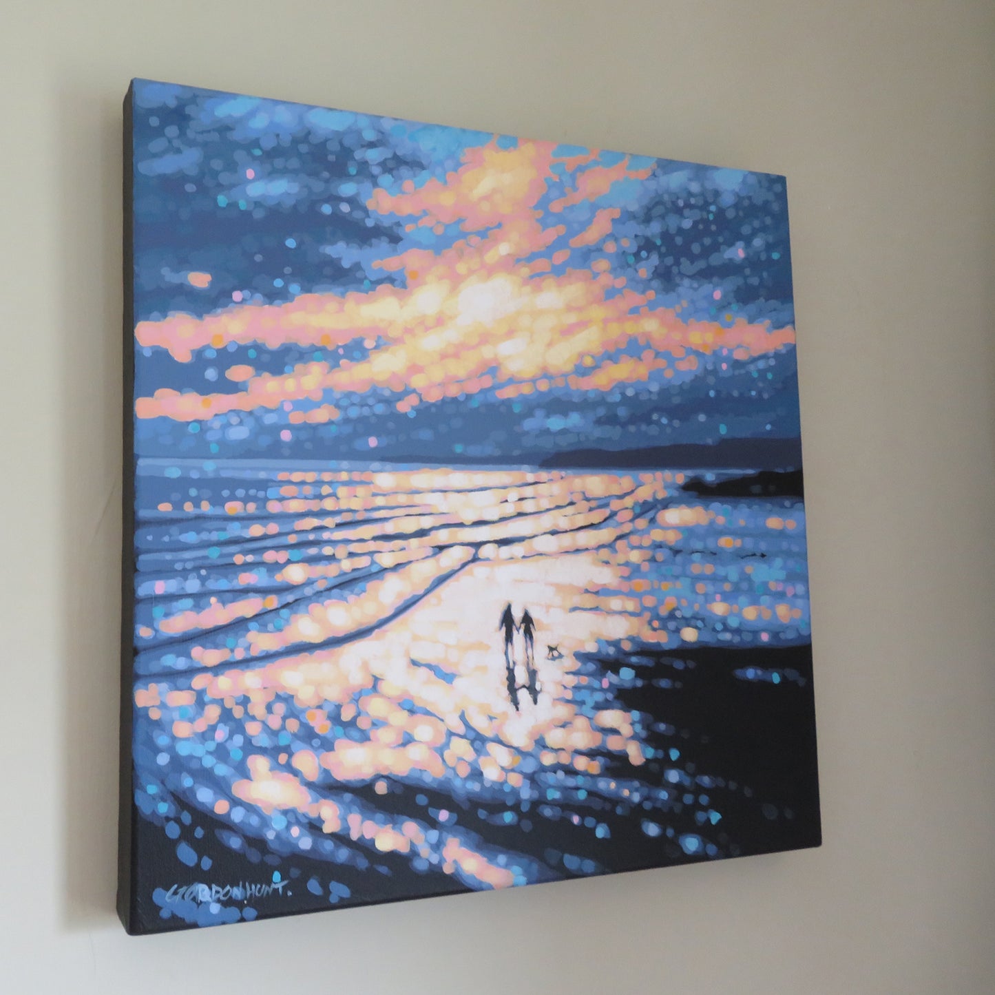 SA006. Sunset beach walk - Original painting