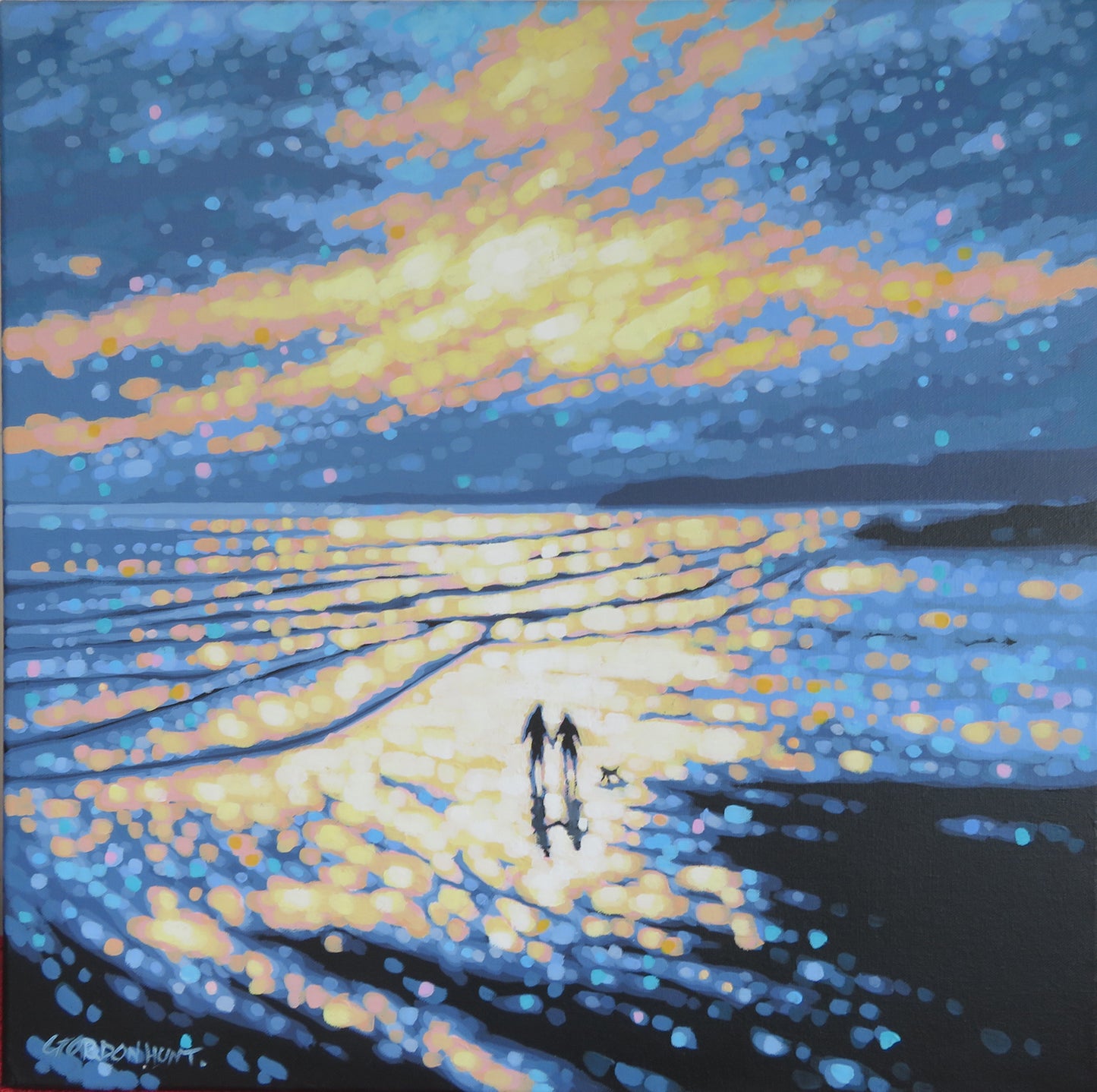 SA006. Sunset beach walk - Original painting